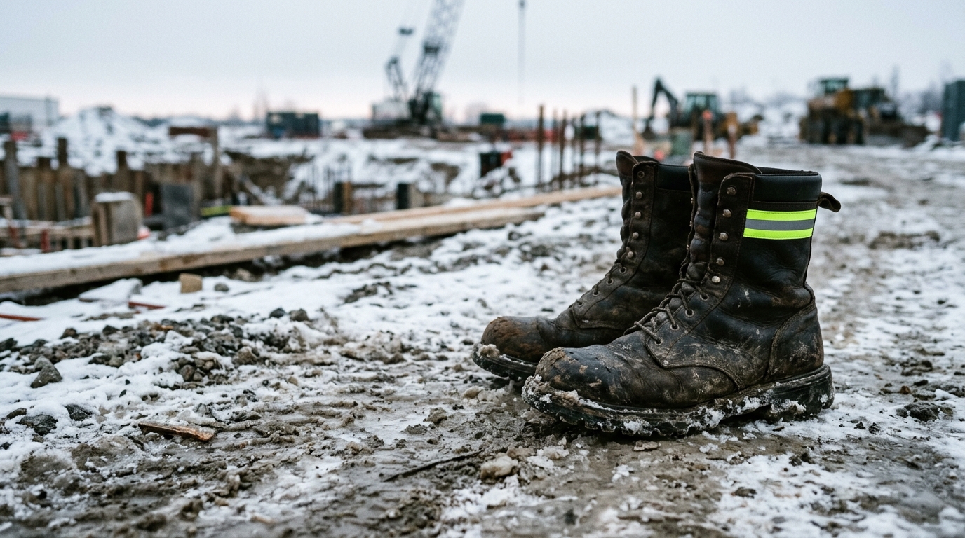 Sicherheitsschuhe Winter: Arbeitsschuhe auf verschneitem Untergrund